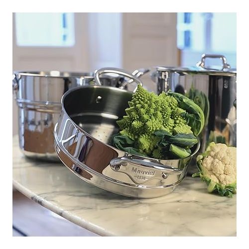  Mauviel M'Urban 4 Tri-Ply Polished Stainless Steel Sauce Pan With Lid And Cast Stainless Steel Handle, 3.4-Qt, Made In France