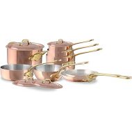 Mauviel M'Heritage 150 B 1.5mm Polished Copper & Stainless Steel 12-Piece Cookware Set With Brass Handles, Made In France