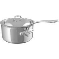 Mauviel M'Cook 5-Ply Polished Stainless Steel Sauce Pan With Lid, And Cast Stainless Steel Handle, 1.8-qt, Made In France