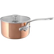 Mauviel M'TRIPLY S Polished Copper & Stainless Steel Sauce Pan With Lid, And Cast Stainless Steel Handle, 2.6-qt, Made In France