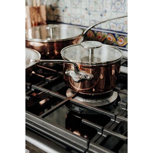  Mauviel M'TRIPLY S Polished Copper & Stainless Steel Sauce Pan With Lid, And Cast Stainless Steel Handle, 2.6-qt, Made In France
