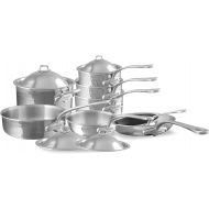 Mauviel M'Elite 5-Ply Hammered Polished Stainless Steel 12-Piece Cookware Set With Cast Stainless Steel Handles, Made In France