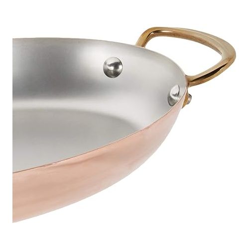  Mauviel M'Heritage 150 B 1.5mm Polished Copper & Stainless Steel Oval Pan With Brass Handles, 11.8-in, Made in France