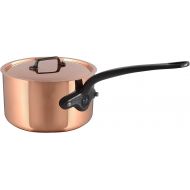 Mauviel M'Heritage M200CI 2mm Polished Copper & Stainless Steel Sauce Pan With Lid, And Cast Iron Handle, 1.2-qt, Made in France