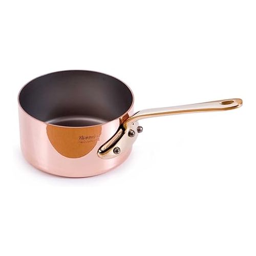  Mauviel M'Minis Polished Copper & Stainless Steel Sauce Pan With Brass Handle, 3.5-in, Made in France