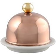 Mauviel M'Tradition Copper Porcelain Butter Dish with Bronze Knob, 3.5-in, Made in France