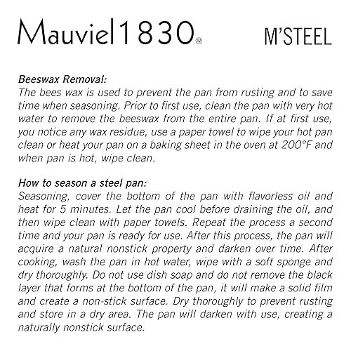  Mauviel M'Steel Black Carbon Natural Nonstick Crepe Pan With Iron Handle, 7.9-in, Suitable For All Cooking Surfaces, Made in France