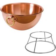 Mauviel M'Passion Copper Egg White Beating Bowl With Ring And Stainless Steel Support Stand, 7.87-in, Made in France