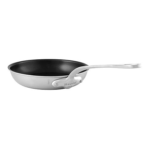  Mauviel M'Urban 3 Tri-Ply Brushed Stainless Steel 2-Piece Nonstick & SS Frying Pan Set With Cast Stainless Steel Handles, Made in France