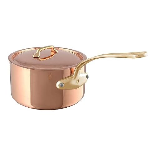  Mauviel M'Heritage 200 B 2mm Polished Copper & Stainless Steel 5-Piece Cookware Set With Brass Handles, Made In France