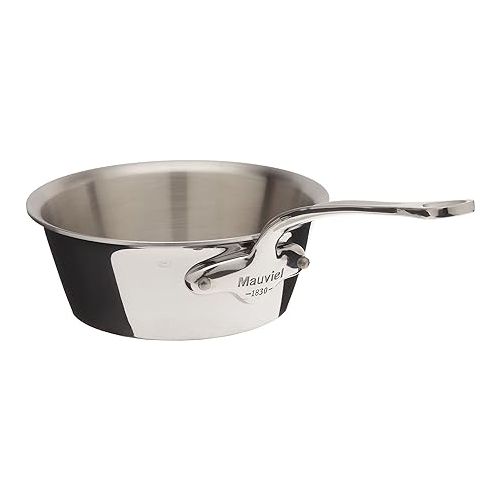  Mauviel M'Cook 5-Ply Polished Stainless Steel Splayed Saute Pan With Cast Stainless Steel Handle, 1.9-qt, Made In France