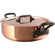 Mauviel M'Heritage M150CI 1.5mm Polished Copper & Stainless Steel Rondeau With Lid, And Cast Iron Handles, 3.4-qt, Made in France