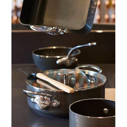  Mauviel M'Stone 3 Hard Anodized Nonstick Frying Pan With Glass Lid, And With Cast Stainless Steel Handles, 11.8-in, Made In France