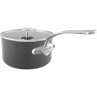 Mauviel M'Stone 3 Hard Anodized Nonstick Sauce Pan With Glass Lid, And Cast Stainless Steel Handles, 1.3-qt, Made In France