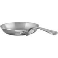 Mauviel M'Elite 5-Ply Hammered Polished Stainless Steel Round Frying Pan With Cast Stainless Steel Handle, 9.4-in, Made In France