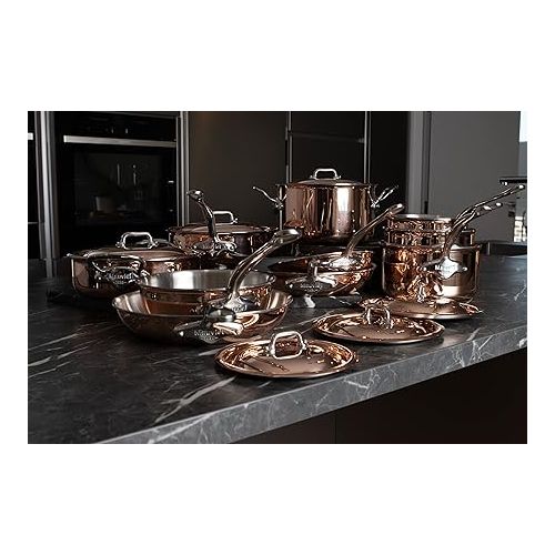  Mauviel M’6S 6-Ply Polished Copper & Stainless Steel Sauce Pan With Lid, And Cast Stainless Steel Handle, Suitable For All Types Of Stoves, 1.2-qt, Made In France