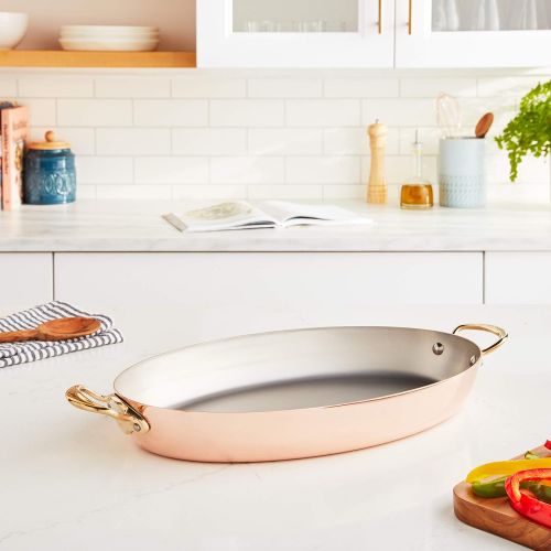  Mauviel 0 MHeritage M150B Copper Oval Pan, 15.7 Bronze Handle