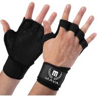 Mava Sports Ventilated Workout Gloves with Integrated Wrist Wraps and Full Palm Silicone Padding. Extra Grip & No Calluses. Perfect for Weight Lifting, Powerlifting, Pull Ups, Cros