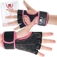 Mava Sports Cross Training Gloves with Wrist Support for Gym Workouts, WOD, Weightlifting & Fitness - Silicone Padded Workout Hand Grips Against Calluses with Integrated Wrist Wraps by Mava