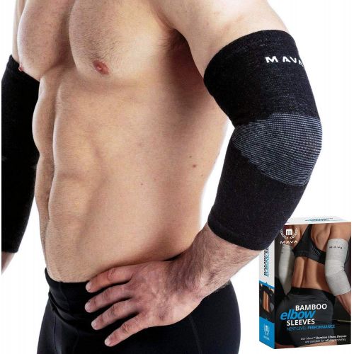  Mava Sports Bamboo Elbow Brace Compression Support Sleeve for Tendonitis, Tennis, Golf Elbow Treatment - Reduce Elbow Joint Pain