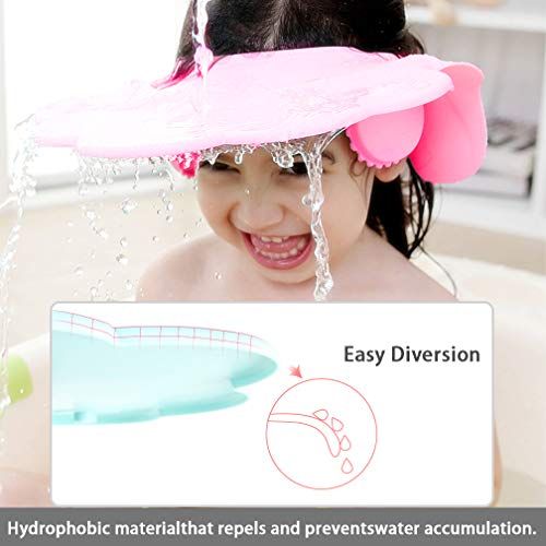  [아마존베스트]Maveek Baby Bathroom Safety Visor Caps Child Shower Cap，Adjustable Sticker, Comfortable, Soft, Safe, Waterproof & Elastic Ring Hat  for Showers, Bathing, Hair Cut, Pool, Beach, To