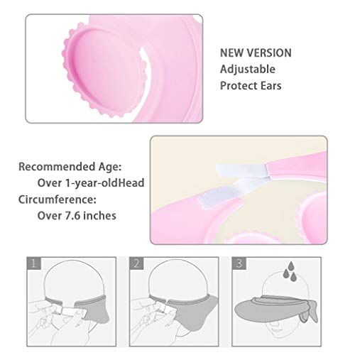  [아마존베스트]Maveek Baby Bathroom Safety Visor Caps Child Shower Cap，Adjustable Sticker, Comfortable, Soft, Safe, Waterproof & Elastic Ring Hat  for Showers, Bathing, Hair Cut, Pool, Beach, To