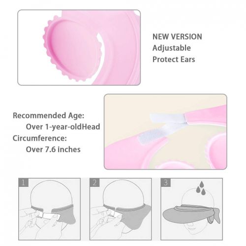  [아마존베스트]Maveek Baby Bathroom Safety Visor Caps Child Shower Cap，Adjustable Sticker, Comfortable, Soft, Safe, Waterproof & Elastic Ring Hat  for Showers, Bathing, Hair Cut, Pool, Beach, To