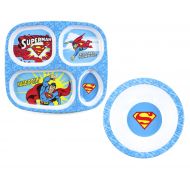 Maven Gifts: Bumkins DC Comics Superman Dishware Bundle  Divided Melamine Plate with Melamine Bowl