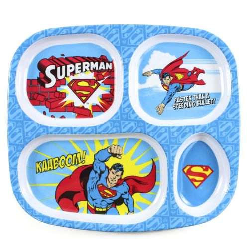  Maven Gifts: Bumkins DC Comics Superman Dishware Bundle  Divided Melamine Plate with Melamine Bowl