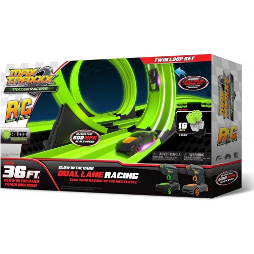  [아마존베스트]Max Traxxx R/C High Speed Remote Control Twin Loop Track Set with Two Cars for Dual Racing