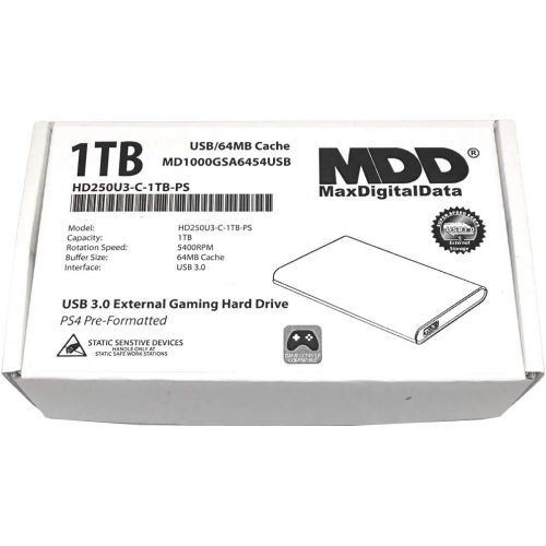  MaxDigitalData HD250U3-C 1TB USB 3.0 Portable PS4 External Gaming Hard Drive - (PS4 Pre-Formatted) - 2 Year Warranty