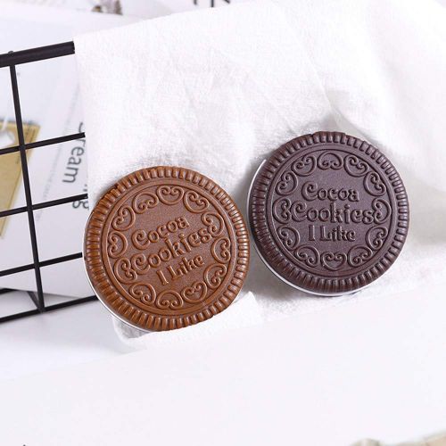  MaxFox Women Girls Mini Pocket Chocolate Cookie Biscuits Compact Mirror with Comb Cute ，Portable Creative Flip Cover Makeup Mirror (Coffee)