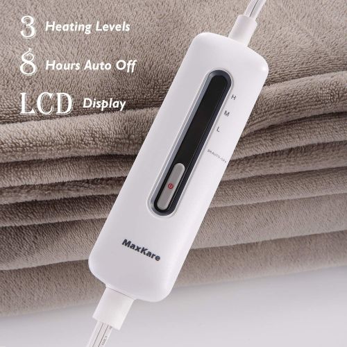  [아마존 핫딜] [아마존핫딜]MaxKare Electric Blanket Heated Throw 72 x 84 Oversized Flannel Heated Blanket, ETL Certification Fast Heating with 3 Heating Levels & 8 Hours Auto Off, Machine Washable