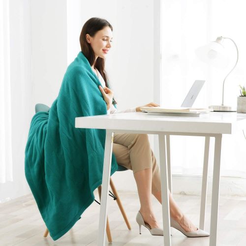  [아마존 핫딜] [아마존핫딜]MaxKare Electric Heated Throw Blanket Polar Fleece 50 x 60 Lightweight Cozy Ultra-Warm Premium Microfiber Snap Lap Blankets with Auto-Off 4 Heating Levels - Lake Green