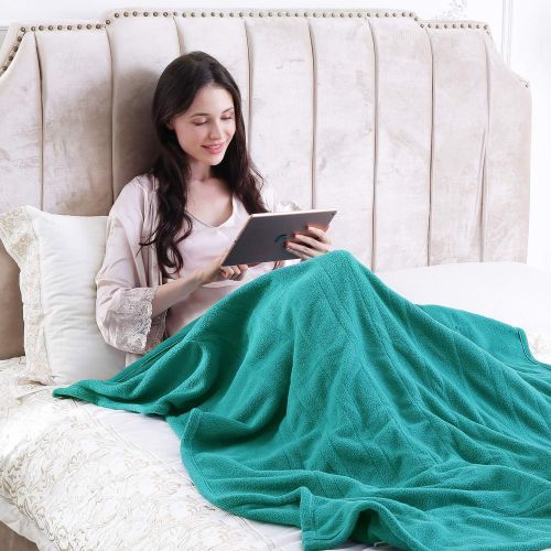  [아마존 핫딜] [아마존핫딜]MaxKare Electric Heated Throw Blanket Polar Fleece 50 x 60 Lightweight Cozy Ultra-Warm Premium Microfiber Snap Lap Blankets with Auto-Off 4 Heating Levels - Lake Green