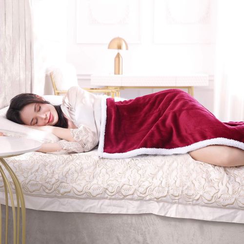  [아마존 핫딜] MaxKare Electric Blanket Heated Throw Fast Heating Blanket Flannel & Sherpa Reversible 50 x 60 with 3 Hours Auto Off & 4 Temperature Settings, ETL Certification, Bed Sofa Use & Machine Was