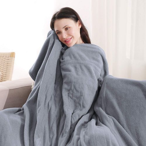  [아마존 핫딜] MaxKare Polar Fleece Electric Heated Blanket Twin Size 62 x 84 Full Body Warming Premium Microfiber Sofa Blankets with Auto-Off 4 Temperature Settings Overheating Protection 10h Ti