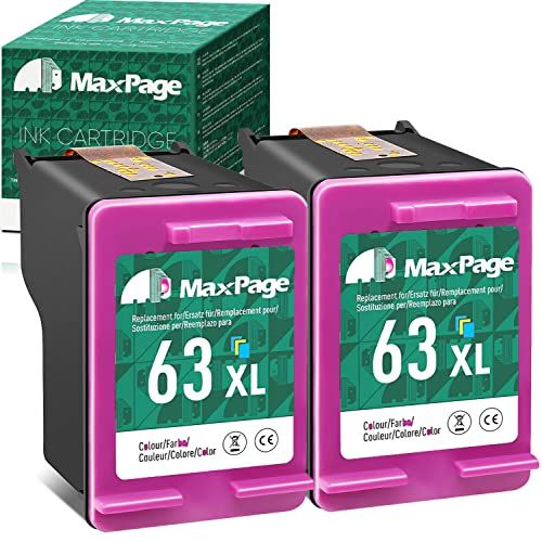  MaxPage Remanufactured 63XL Ink Cartridge Replacement for HP 63 Color Ink Fit for HP Envy 4520 3634 OfficeJet 3830 4650 4652 4655 5258 5252 5255 DeskJet 3636 1111 3630 1112 3637 36