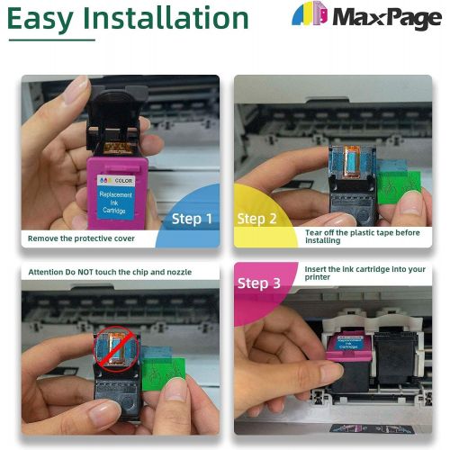  MaxPage Remanufactured 63XL Ink Cartridge Replacement for HP 63 Color Ink Fit for HP Envy 4520 3634 OfficeJet 3830 4650 4652 4655 5258 5252 5255 DeskJet 3636 1111 3630 1112 3637 36