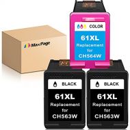 MaxPage Remanufactured Ink Cartridge Replacement for HP 61 61XL Black Tri-Color Fit for Envy 4500 5530 4502 4501, DeskJet 1000 3050 2050 3050a 3050 1510 3510 2540, OfficeJet 4630 4