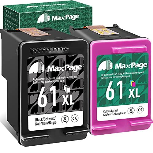  MaxPage Remanufactured Ink Cartridge Replacement for HP 61 61XL Black Tri-Color Fit for DeskJet 1055 1512 2512 2542 2540 2544 3000 3052a 3051a 2548, Envy 4500 4502 5530, OfficeJet