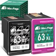 MaxPage Remanufactured Ink Cartridge Replacement for HP 63 63XL Black Color Combo Pack for OfficeJet 5222 3830 5255 4650 5258 5200 4655 4652 5212 Envy 4520 4521 DeskJet 1112 3630 2