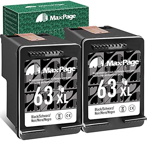  MaxPage Remanufactured Ink Cartridge Replacement for HP 63 63XL Black Used with Envy 4520 3634 OfficeJet 3830 5252 4650 5258 4655 4652 5255 DeskJet 3636 1111 3630 1112 3637 3632 Pr