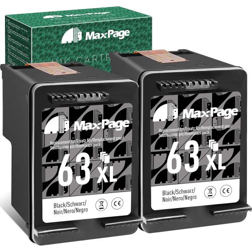  MaxPage Remanufactured Ink Cartridge Replacement for HP 63 63XL Black Used with Envy 4520 3634 OfficeJet 3830 5252 4650 5258 4655 4652 5255 DeskJet 3636 1111 3630 1112 3637 3632 Pr