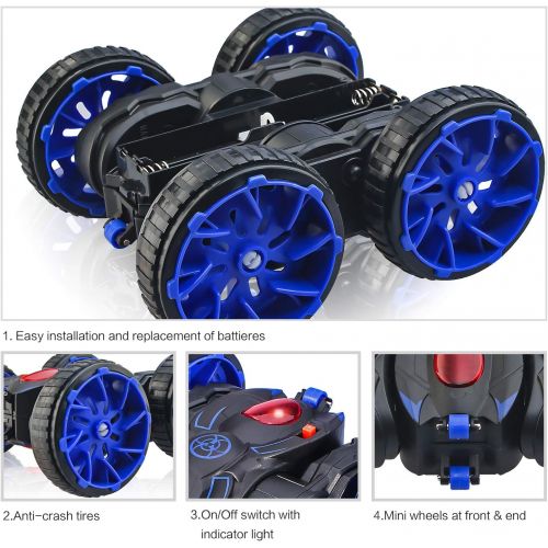  MaxTronic Remote Control Car, RC Cars Stunt Car Toy, 4WD 2.4Ghz Double Sided 360° Rotating Running RC Stunt Car All Terrain Off Road RC Crawler,Kids Xmas Toy Cars for Boys/Girls Aged 4 5 6 7