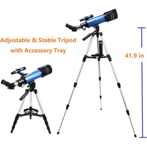  [아마존베스트]MaxUSee 70mm Refractor Telescope for Kids & Beginners, Travel Scope with Backpack & Adjustable Tripod for Moon Viewing Bird Watching Sightseeing