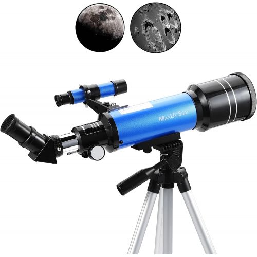  [아마존베스트]MaxUSee 70mm Refractor Telescope for Kids & Beginners, Travel Scope with Backpack & Adjustable Tripod for Moon Viewing Bird Watching Sightseeing