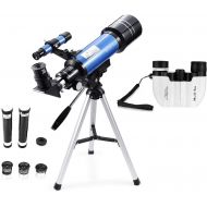 MaxUSee 70mm Refractor Telescope + 8X21 Compact HD Binoculars for Kids and Astronomy Beginners, Travel Telescope for Moon Stars Viewing Bird Watching Sightseeing
