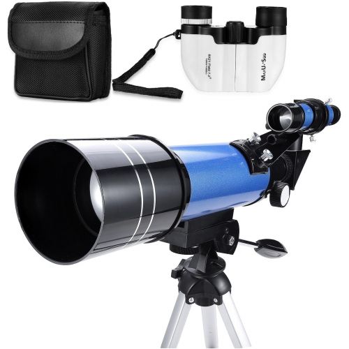  MaxUSee 70mm Refractor Telescope + 8X21 Compact HD Binoculars for Kids and Astronomy Beginners, Travel Telescope for Moon Stars Viewing Bird Watching Sightseeing