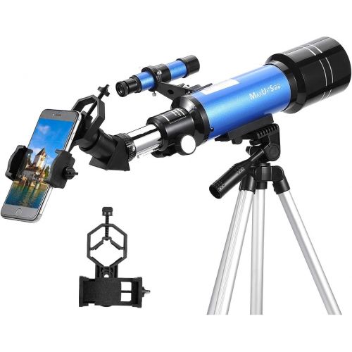  MaxUSee 70mm Refractor Telescope for Kids & Beginners, Travel Telescope with Backpack & Adjustable Tripod for Moon Viewing Bird Watching Sightseeing